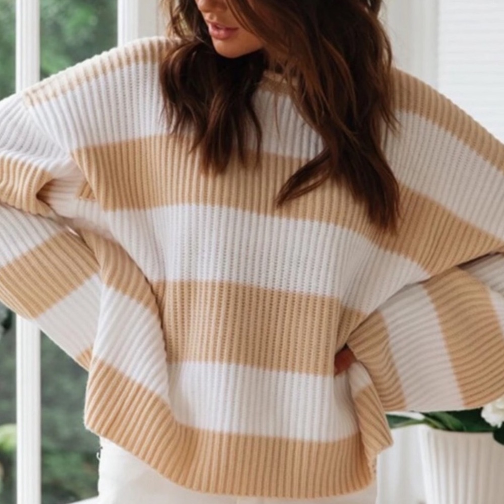 Beige & Ivory Striped Sweater